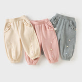 Dave&Bella Toddler Girls Pink/Grey/Khaki Fleece Thickened Soft Warm Jogger Pants