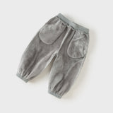 Dave&Bella Toddler Girls Pink/Grey/Khaki Fleece Thickened Soft Warm Jogger Pants