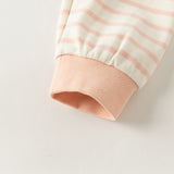 Dave&Bella Toddler Girls Pink/Apricot Striped Cute Print Cozy Comfortable Pajamas