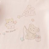 Dave&Bella Toddler Girls Pink/Apricot Striped Cute Print Cozy Comfortable Pajamas
