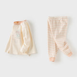 Dave&Bella Toddler Girls Pink/Apricot Striped Cute Print Cozy Comfortable Pajamas