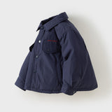 Dave&Bella Toddler Boys Navy/Yellow Padded Soft Warm Turndown Collar Down Jackets