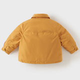 Dave&Bella Toddler Boys Navy/Yellow Padded Soft Warm Turndown Collar Down Jackets