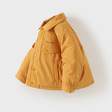 Dave&Bella Toddler Boys Navy/Yellow Padded Soft Warm Turndown Collar Down Jackets