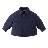 Dave&Bella Toddler Boys Navy/Yellow Padded Soft Warm Turndown Collar Down Jackets