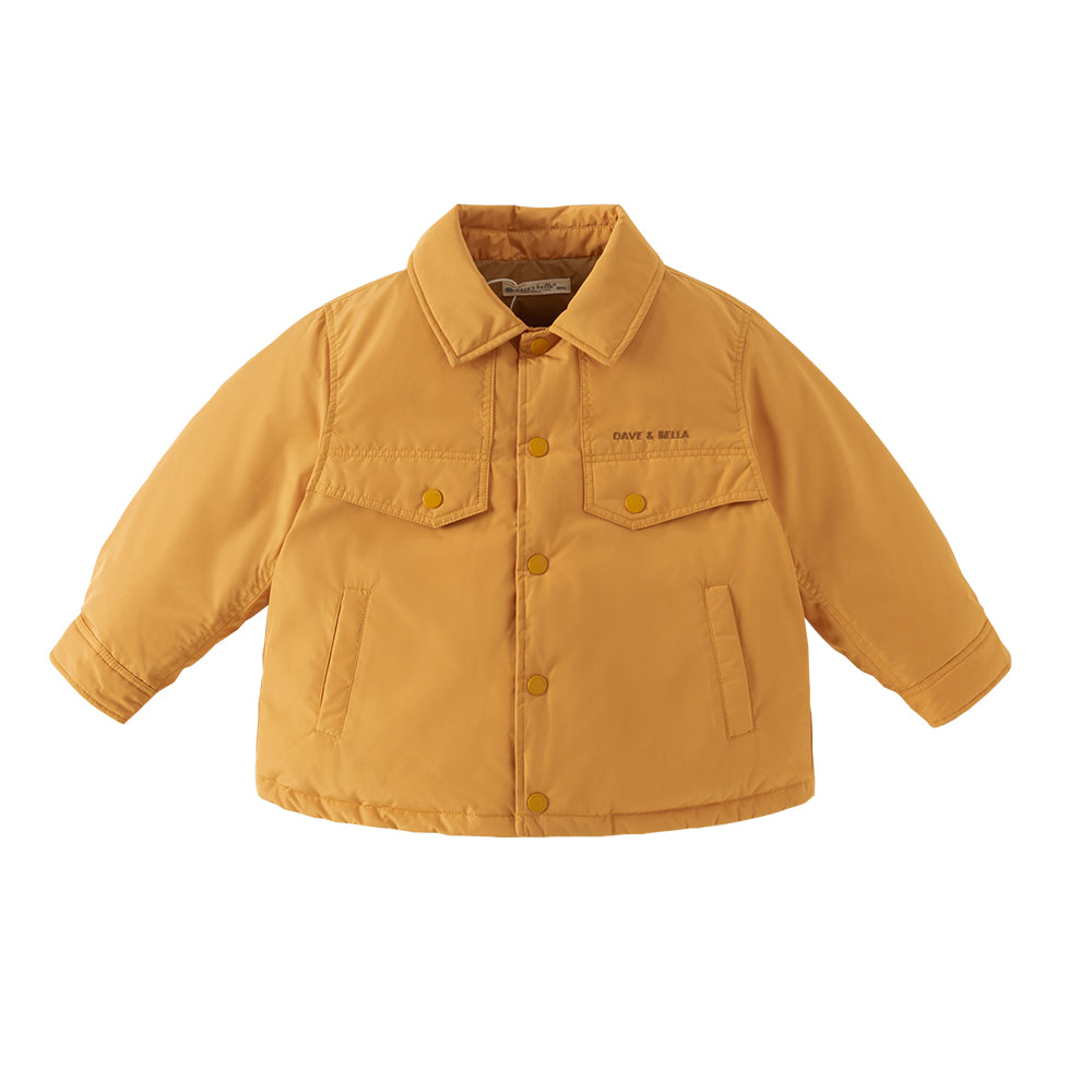 Dave&Bella Toddler Boys Navy/Yellow Padded Soft Warm Turndown Collar Down Jackets