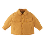 Dave&Bella Toddler Boys Navy/Yellow Padded Soft Warm Turndown Collar Down Jackets
