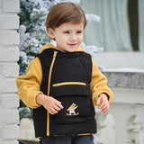 Dave&Bella Toddler Boys Black Cute Cat Print Cotton 2-in-1 Vest & Down Jacket Sets