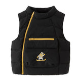 Dave&Bella Toddler Boys Black Cute Cat Print Cotton 2-in-1 Vest & Down Jacket Sets