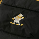 Dave&Bella Toddler Boys Black Cute Cat Print Cotton 2-in-1 Vest & Down Jacket Sets