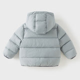 Dave&Bella Toddler Boys Dark Blue Hooded 2-in-1 Vest & Puffer Down Jacket Sets