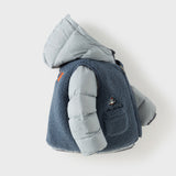Dave&Bella Toddler Boys Dark Blue Hooded 2-in-1 Vest & Puffer Down Jacket Sets