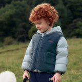 Dave&Bella Toddler Boys Dark Blue Hooded 2-in-1 Vest & Puffer Down Jacket Sets