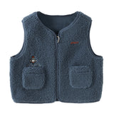 Dave&Bella Toddler Boys Dark Blue Hooded 2-in-1 Vest & Puffer Down Jacket Sets