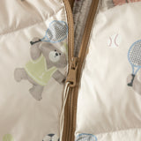 Dave&Bella Toddler Boys Khaki Hooded Cute Bear Print Warm Puffer Down Jackets