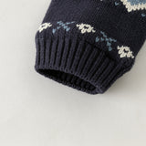 Dave&Bella Toddler Boys Navy Cute Dog Jacquard Thickened Warm Cozy Cardigans