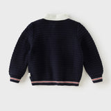 Dave&Bella Toddler Boys Navy Polo Collar Mock Two-Piece Cozy Cotton Sweaters
