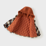Dave&Bella Toddler Boys Brown Classic Striped Hooded Warm Cozy Puffer Jackets