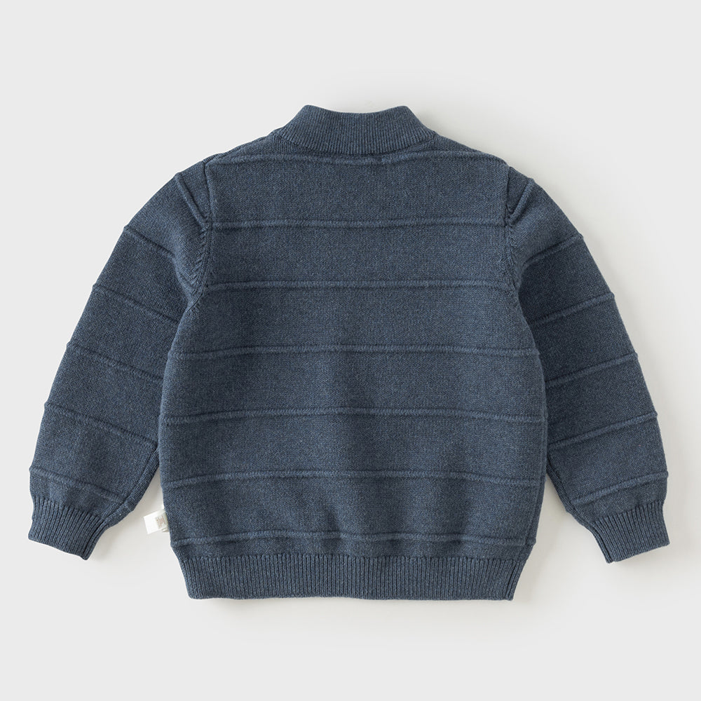 Dave&Bella Toddler Boys Blue/Beige Turtle Soft Cozy Cotton Simple Versatile Sweaters