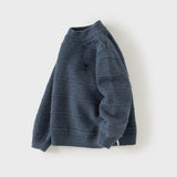 Dave&Bella Toddler Boys Blue/Beige Turtle Soft Cozy Cotton Simple Versatile Sweaters