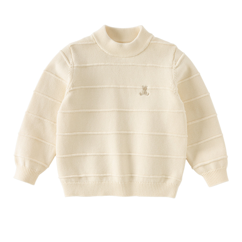 Dave&Bella Toddler Boys Blue/Beige Turtle Soft Cozy Cotton Simple Versatile Sweaters
