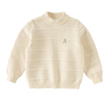 Dave&Bella Toddler Boys Blue/Beige Turtle Soft Cozy Cotton Simple Versatile Sweaters