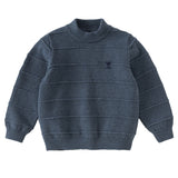 Dave&Bella Toddler Boys Blue/Beige Turtle Soft Cozy Cotton Simple Versatile Sweaters
