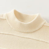 Dave&Bella Toddler Boys Blue/Beige Turtle Soft Cozy Cotton Simple Versatile Sweaters