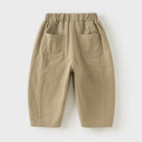 Dave&Bella Toddler Boys Beige/Drak Khaki Fleece-Line Simple Versatile Warm Pants