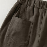 Dave&Bella Toddler Boys Beige/Drak Khaki Fleece-Line Simple Versatile Warm Pants