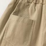 Dave&Bella Toddler Boys Beige/Drak Khaki Fleece-Line Simple Versatile Warm Pants