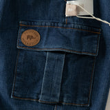 Dave&Bella Toddler Boys Denim Blue Classic Simple Versatile Fleece-Line Soft Jeans