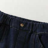 Dave&Bella Toddler Boys Denim Blue Classic Versatile Fleece Thickened Jeans