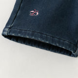 Dave&Bella Toddler Girls Denim Blue Charming Embroidery Fleece Straight Leg Jeans