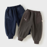 Dave&Bella Toddler Girls/Boys Navy/Carbon Black Cat Print Fleece Soft Cozy Jogger Pants