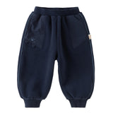 Dave&Bella Toddler Girls/Boys Navy/Carbon Black Cat Print Fleece Soft Cozy Jogger Pants