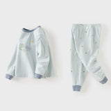 Dave&Bella Toddler Boys Beige/Blue Cute Dinosaur Print Comfortable Pajamas