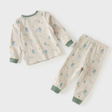 Dave&Bella Toddler Boys Beige/Blue Cute Dinosaur Print Comfortable Pajamas