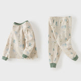 Dave&Bella Toddler Boys Beige/Blue Cute Dinosaur Print Comfortable Pajamas