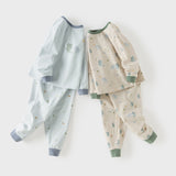 Dave&Bella Toddler Boys Beige/Blue Cute Dinosaur Print Comfortable Pajamas