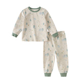 Dave&Bella Toddler Boys Beige/Blue Cute Dinosaur Print Comfortable Pajamas