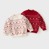 Dave&Bella Toddler Girls Red/White Turtle Sweet Jacquard Christmas Soft Cozy Sweaters