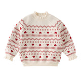 Dave&Bella Toddler Girls Red/White Turtle Sweet Jacquard Christmas Soft Cozy Sweaters
