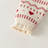 Dave&Bella Toddler Girls Red/White Turtle Sweet Jacquard Christmas Soft Cozy Sweaters