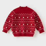 Dave&Bella Toddler Girls Red/White Turtle Sweet Jacquard Christmas Soft Cozy Sweaters