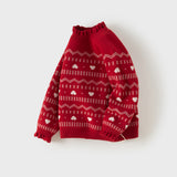 Dave&Bella Toddler Girls Red/White Turtle Sweet Jacquard Christmas Soft Cozy Sweaters