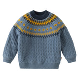 Dave&Bella Toddler Girls/Boys Pink/Blue Jacquard Fleece-Line Soft Cotton Cozy Sweaters