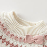 Dave&Bella Toddler Girls/Boys Pink/Blue Jacquard Fleece-Line Soft Cotton Cozy Sweaters