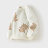 Dave&Bella Toddler Boys Beige Cute Bear Print Soft Cozy Comfortable Sweaters