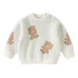 Dave&Bella Toddler Boys Beige Cute Bear Print Soft Cozy Comfortable Sweaters